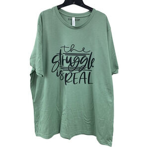 New Hand Printed Womens 4XL The Struggle Is Real Short Sleeve PolyCotton T-Shirt